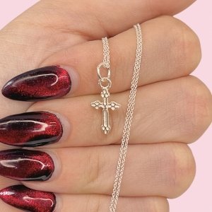 Cadena Rolito fino y Dije Cruz Mini de Plata 925